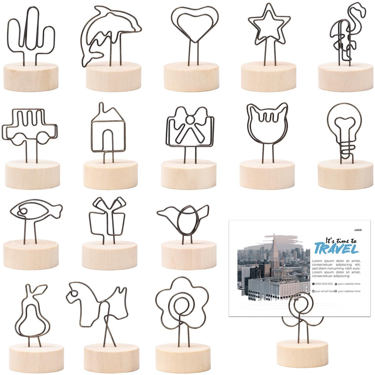 Dailygoods- Fotohouder 16 stuks - Houten Hart - Tafelkaarthouder
