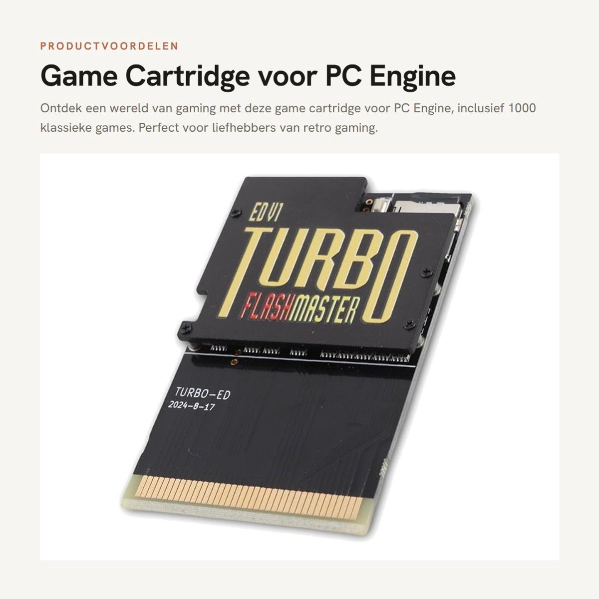 Dailygoods- Game Cartridge 1000 in 1 - Geheugenkaart voor PC Engine - Geheugenkaart TurboGrafx 16 - Compatibel met 16 Consoles - Ondersteunt tot 32 GB - Inclusief 8 GB ingebouwd geheugen