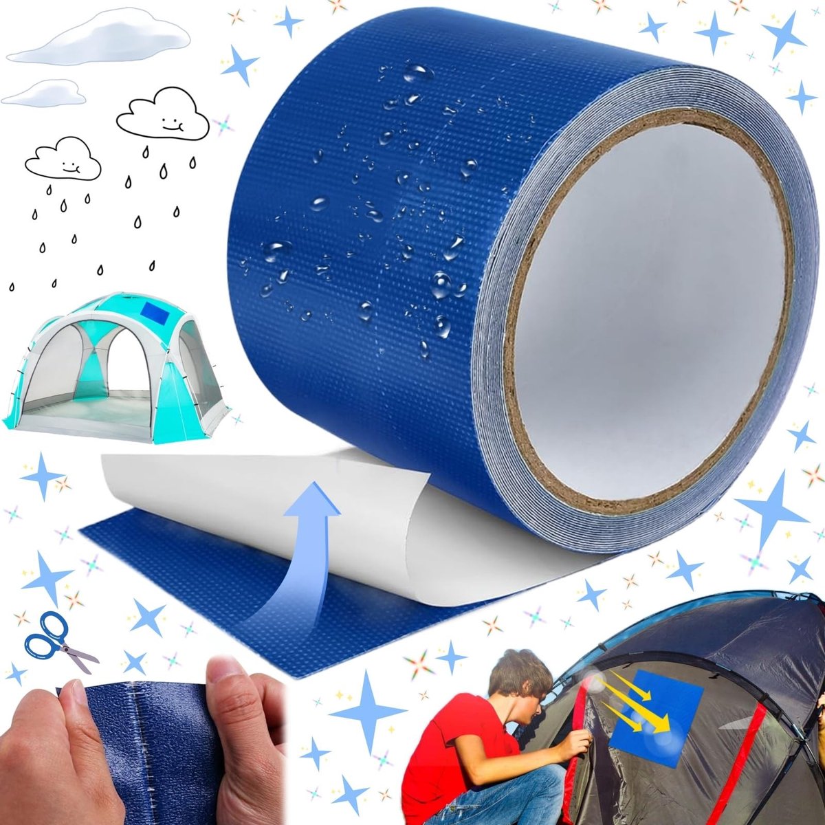 Dailygoods- Zeilreparatietape 8 cm breed - Waterdichte Reparatietape - Hoge Hechting - Voor Tent en Zeil - Duurzaam en Weerbestendig - 5 m Lang