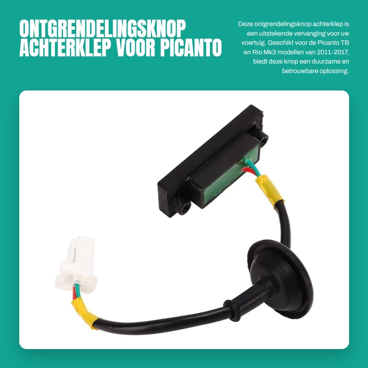 Dailygoods- Ontgrendelingsknop Duurzaam - Vervanging Picanto/Rio - ABS-constructie - Standaardspecificatie - Eenvoudige installatie - Slijtvast en krasbestendig - Kofferbakknop