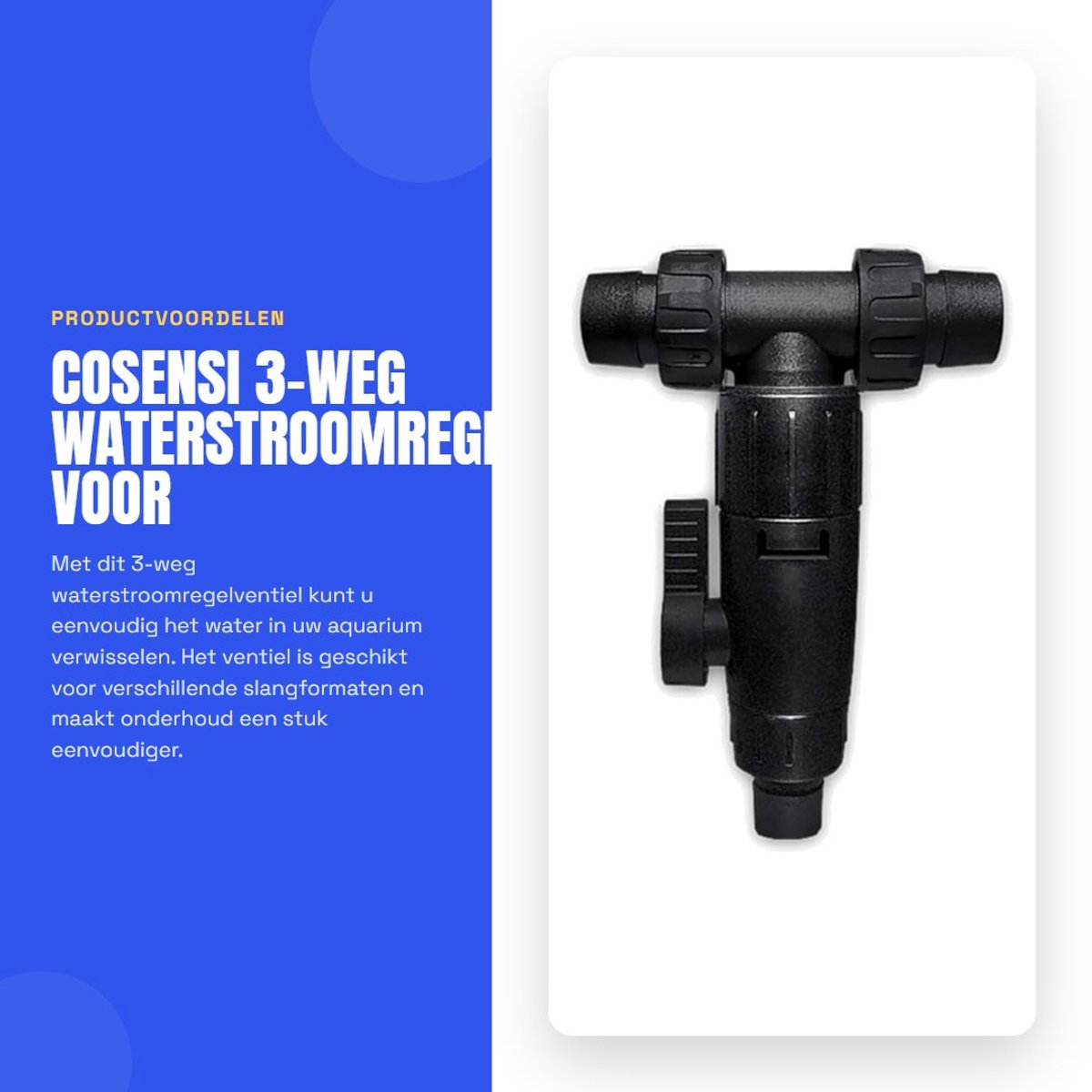 Dailygoods- 3-weg Valve - Waterstroomregelventiel - Aquariumwaterwisselaar - 12/16 mm of 16/22 mm Slangen - PP/ABS-Materiaal - Eenvoudig in Gebruik - Waterwisselklep