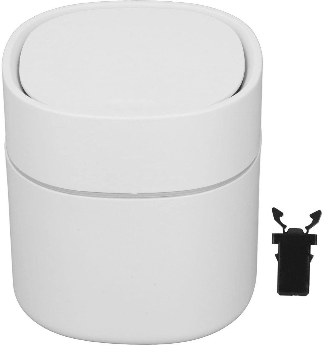 Dailygoods- Afvalemmer Mini 2 Liter - Ronde Prullenbak - Drukdeksel - 14 x 13 cm - Kunststof - Voor Tafel/Badkamer