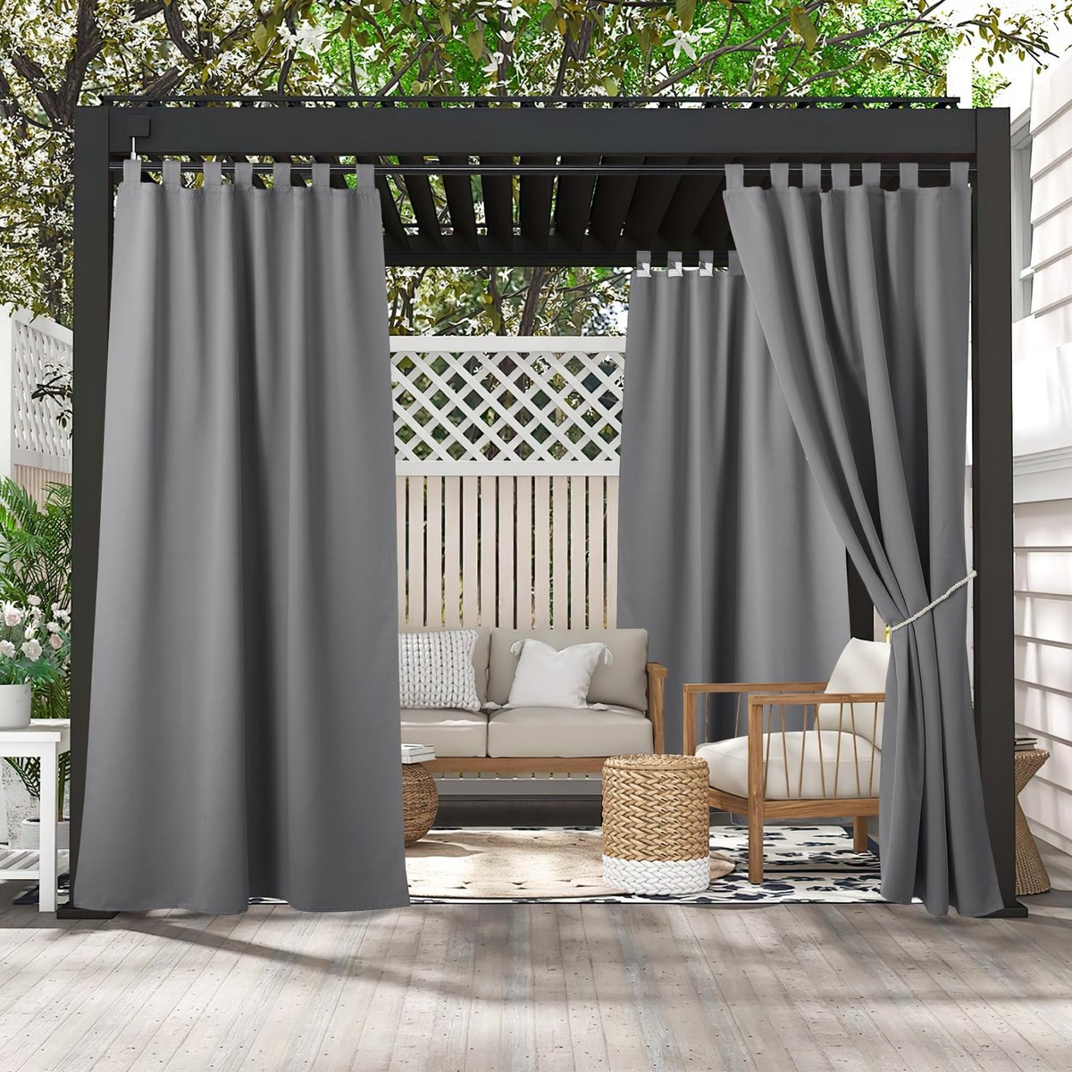 Dailygoods- Buitengordijnen Waterdicht - Buitengordijnen voor Terras - Lichtwerende Gordijnen - 2 Panelen - 132B x 274H cm - Hoogwaardig Materiaal - Tuingordijnen
