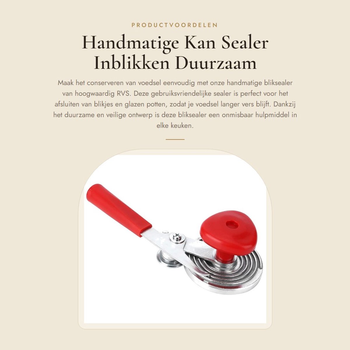 Dailygoods - Handmatige Kan Sealer - Inblikken - Duurzaam - Afdichten - Handgereedschap voor Keuken - 3.5 Inch