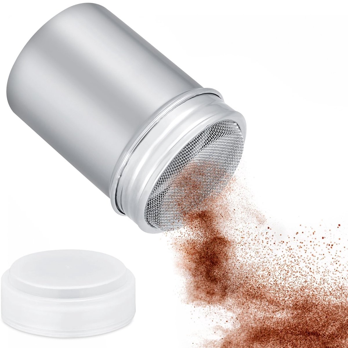 Dailygoods- Poeder Shaker Roestvrij Staal - Chocolade Shaker - Peper/Zoutstrooier - Multi-Gaten Ontwerp - 3 x 4.5 inch - Voor Koffie/Kruiden - Kruidenstrooier