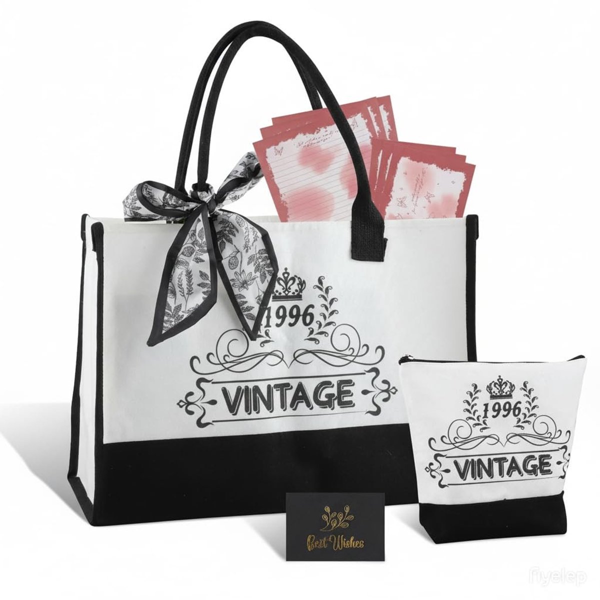 Dailygoods- Tote Tas Hoogwaardige Cadeauset - Draagtas met 1996-reliëf - Make-uptas - Stijlvol & Praktisch - Perfect voor 30e Verjaardag