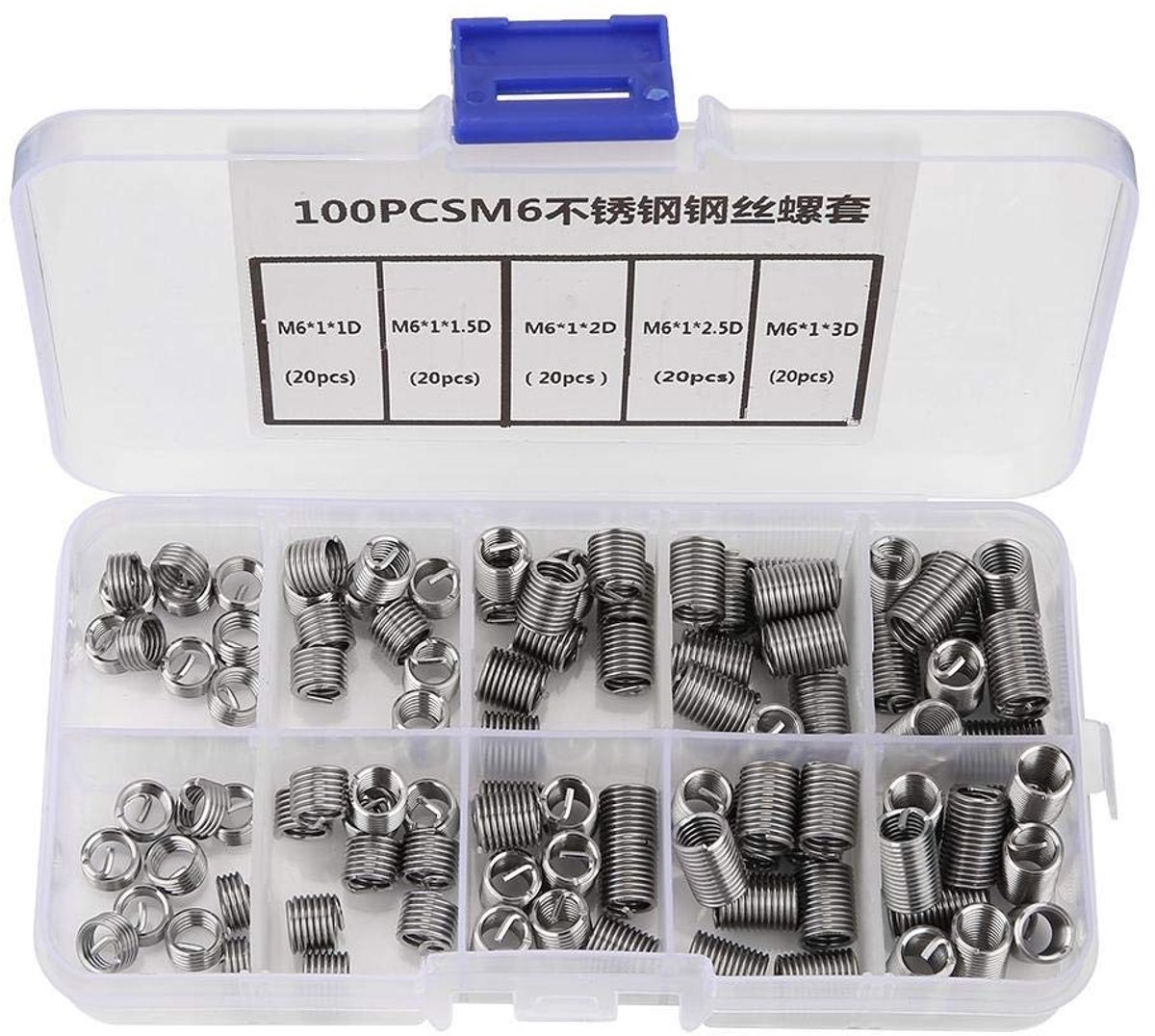 Dailygoods- Draadinzetstuk 100 Stuks - Roestvrij Staal - Spiraalvormig - Verbeterde Verbinding - Slijtvastheid - Betrouwbaarheid - Schroefdraadinsert