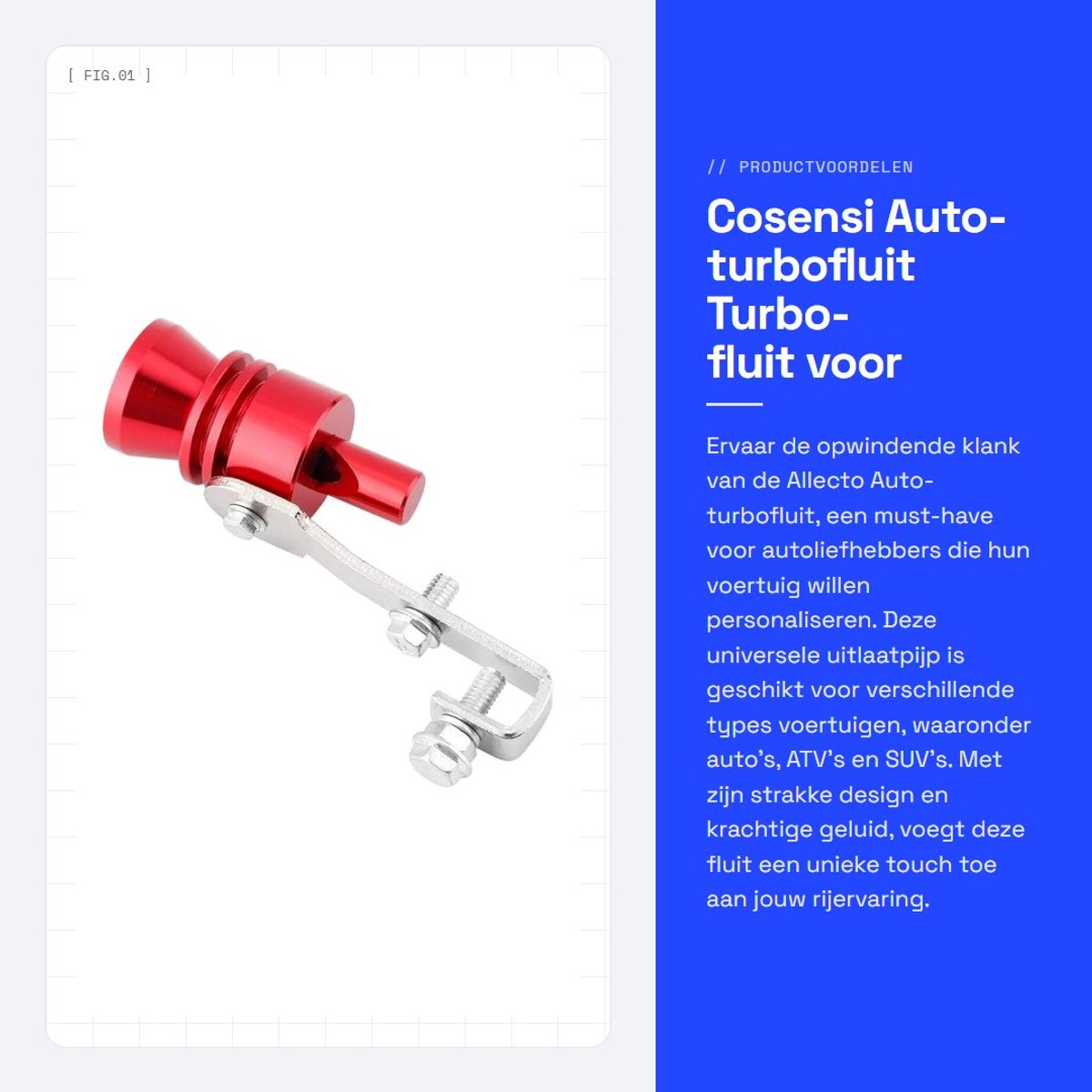 Dailygoods- Turbofluit Universeel - Auto-uitlaatpijp - Turbo-fluit voor Auto/ATV/SUV - Aluminiumlegering - Lichtgewicht - Eenvoudig te Installeren - Uitlaatfluit