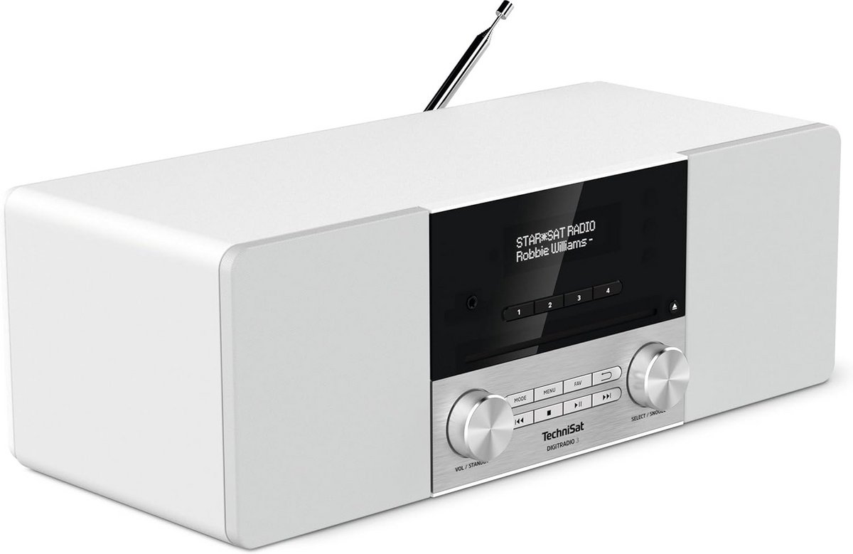 Stereo DAB radio - Compact systeem - Muziek luisteren - Houten behuizing aluminium front