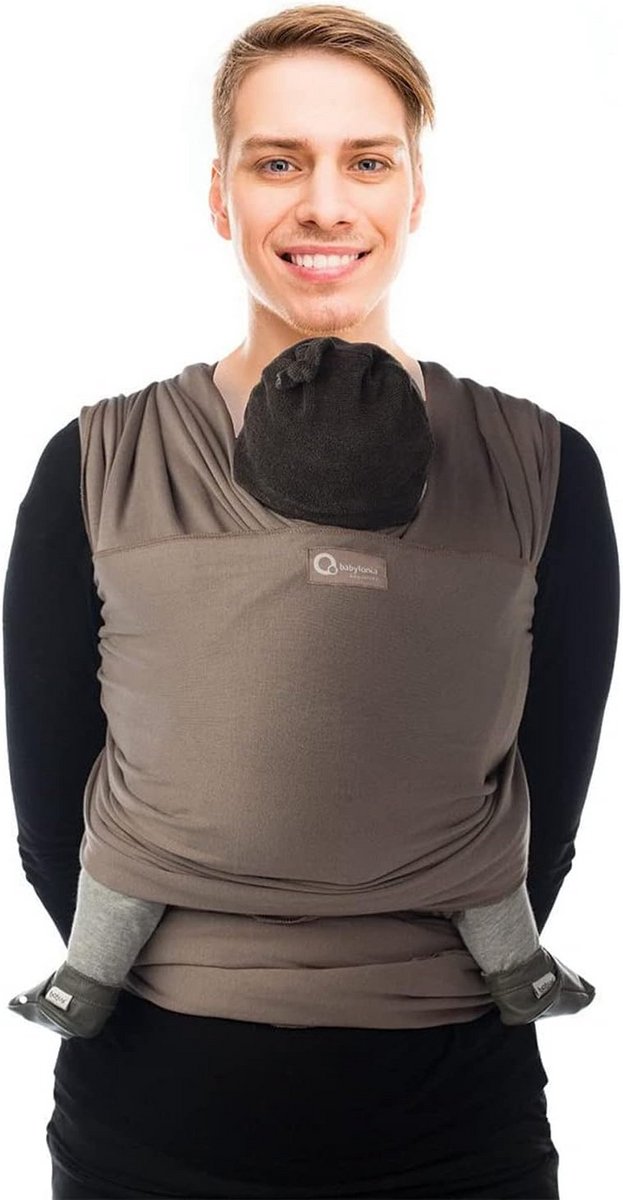 Gebreide draagdoek - Babydrager slen - Baby dragen - Biologisch katoen - 500 cm - Taupe – foto 3