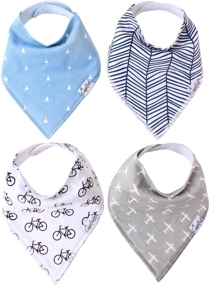 Baby Bandana Slabbetjes - Kwijlslabbetjes Tandjes - Baby Kleding Droog - 2 Verstelbare Drukknopen - 4 Stuks - Multicolor