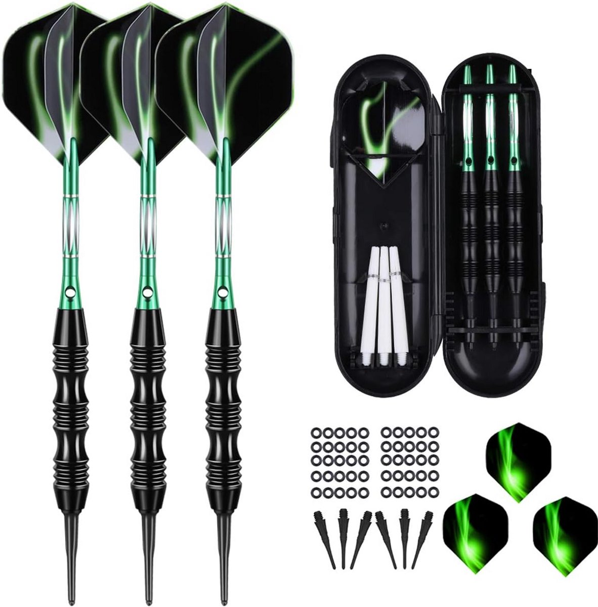 Dartpijlen Set - Softtip Darts - Sport Spel - Aluminium Shafts - 20 Gram - Groen