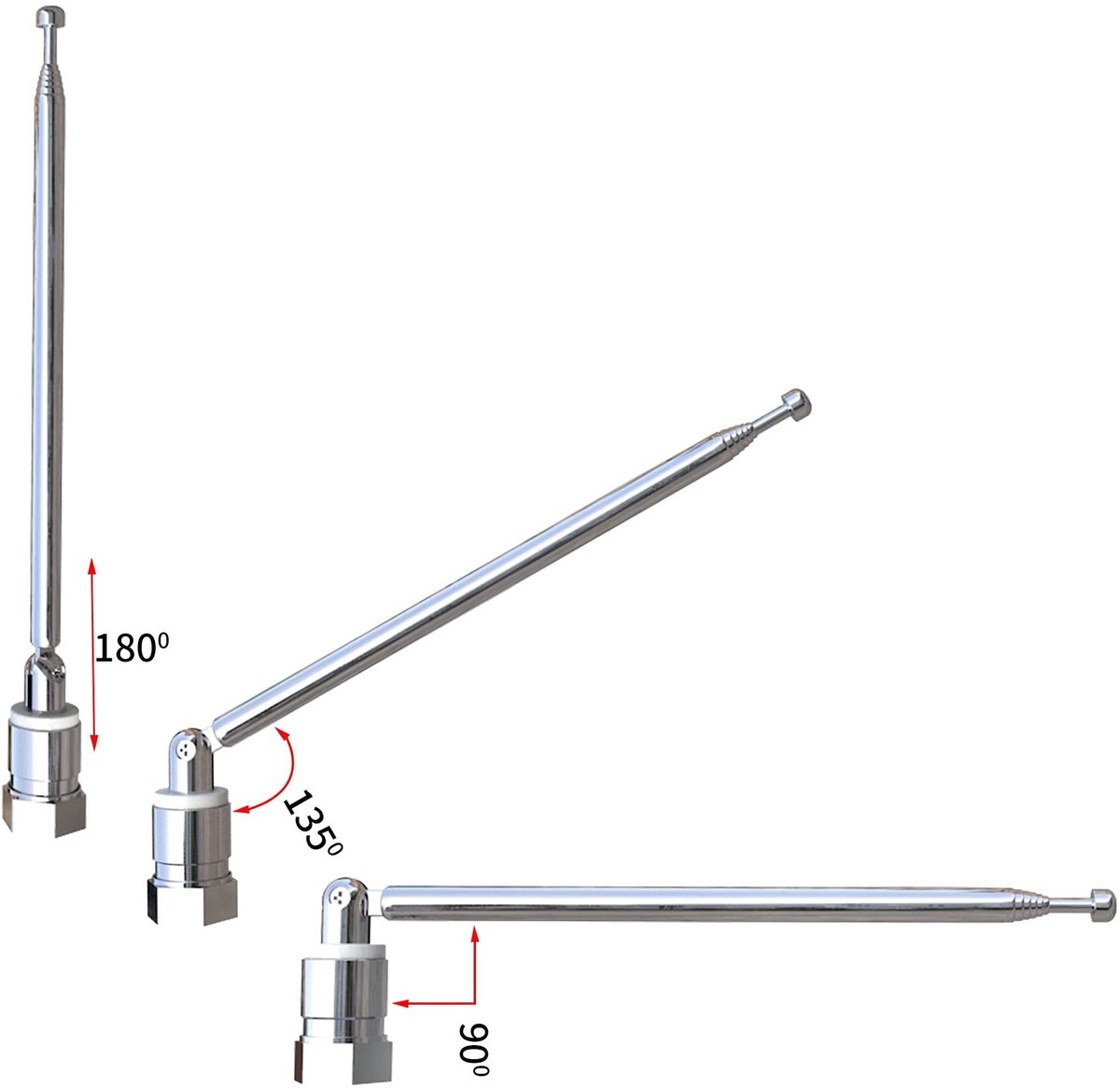 Dailygoods FM Radio Antenne - Telescopische Vervanging - Hoogwaardige Koper - 76cm - Geschikt voor Radio en TV - Inclusief Converters