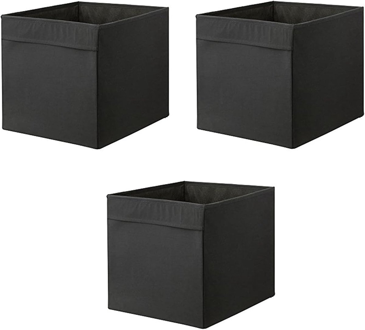 Opbergdozen - Opbergbakken - Ruimte Ordenen - Met Handgrepen - 3 Pack 38x33x33cm - Zwart