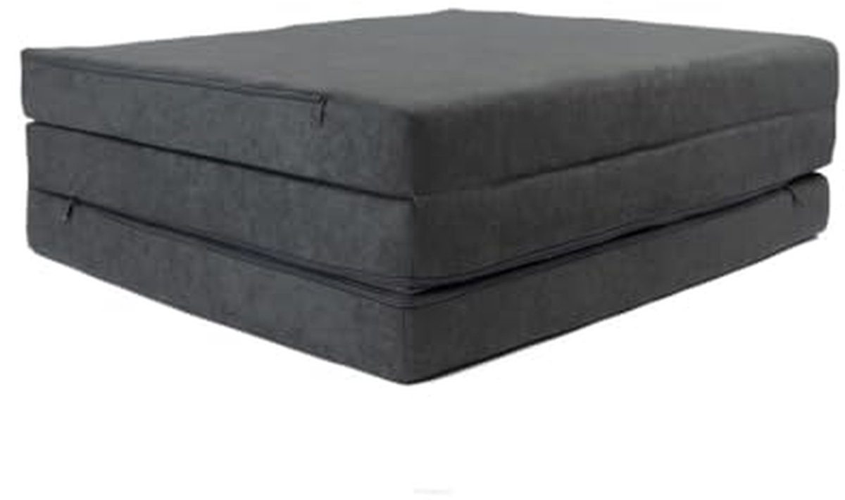 Opklapmatras - Logeerbed futon - Extra slaapplaats - Inclusief opbergtas - 180 x 65 cm - Grijs