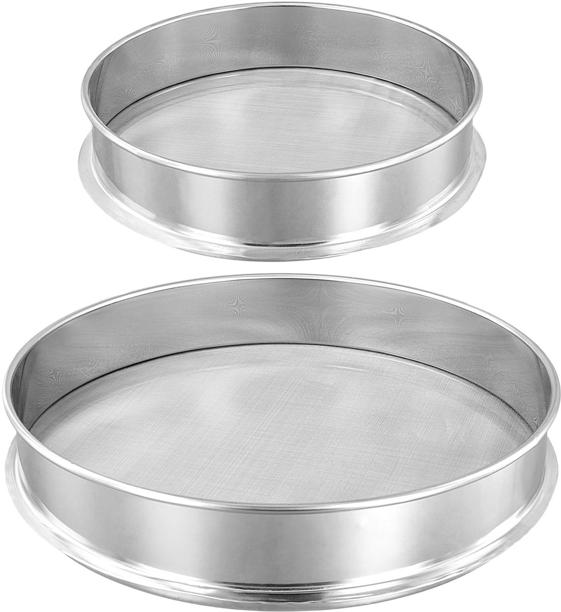 Dailygoods- Meelzeef Roestvrij Staal - Meelzeef Fijnmazig 80/120 Mesh - Keukenzeef - Set van 2 - Diameter 20/30 cm - Lichtgewicht en Stapelbaar