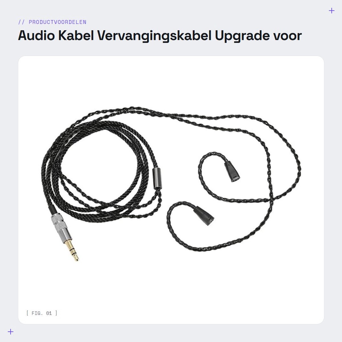 Dailygoods - Audio Kabel - Vervangingskabel - Upgrade voor Oordopjes - 3.5mm - Hoogwaardige Geluidskwaliteit - Geschikt voor IE8 en IE80 - Zwart