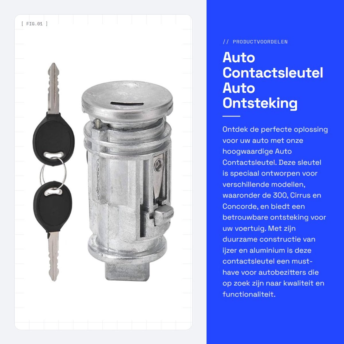 Dailygoods - Auto Contactsleutel - Auto Ontsteking - Hoogwaardige Kwaliteit - Gloednieuw - Motoronderdelen - Ideaal voor Diverse Modellen