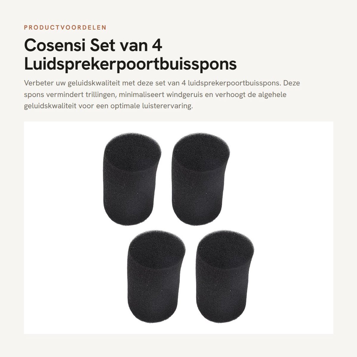 Dailygoods - Set van 4 Luidsprekerpoortbuisspons voor Verbeterd Geluidseffect