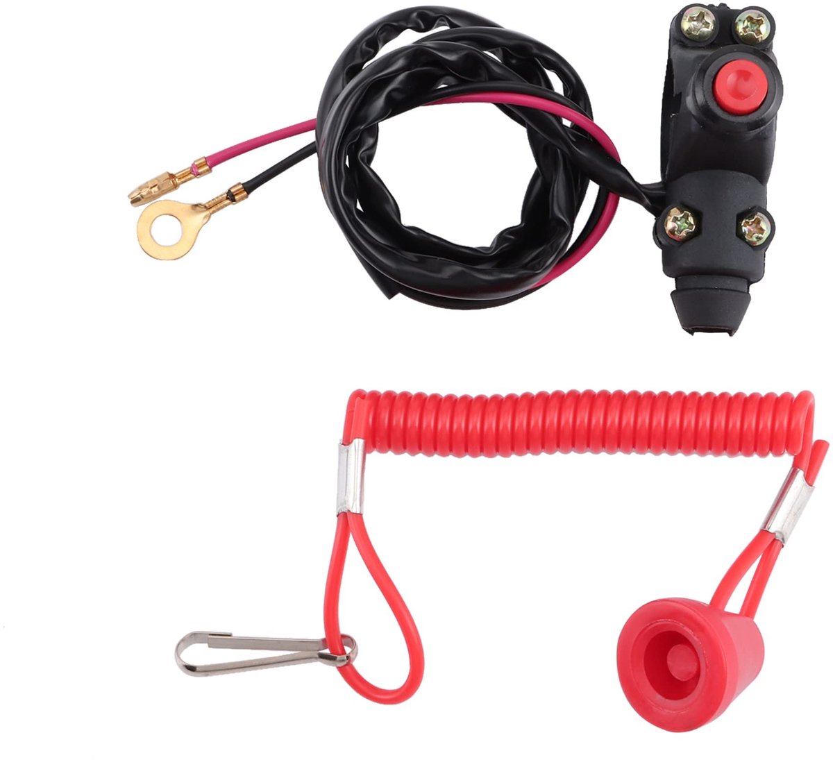 Dailygoods - 7/8" (22mm) Handlebar 2 Wire Tether Kill Switch voor 110cc 125cc Dirt Bike ATV Quad
