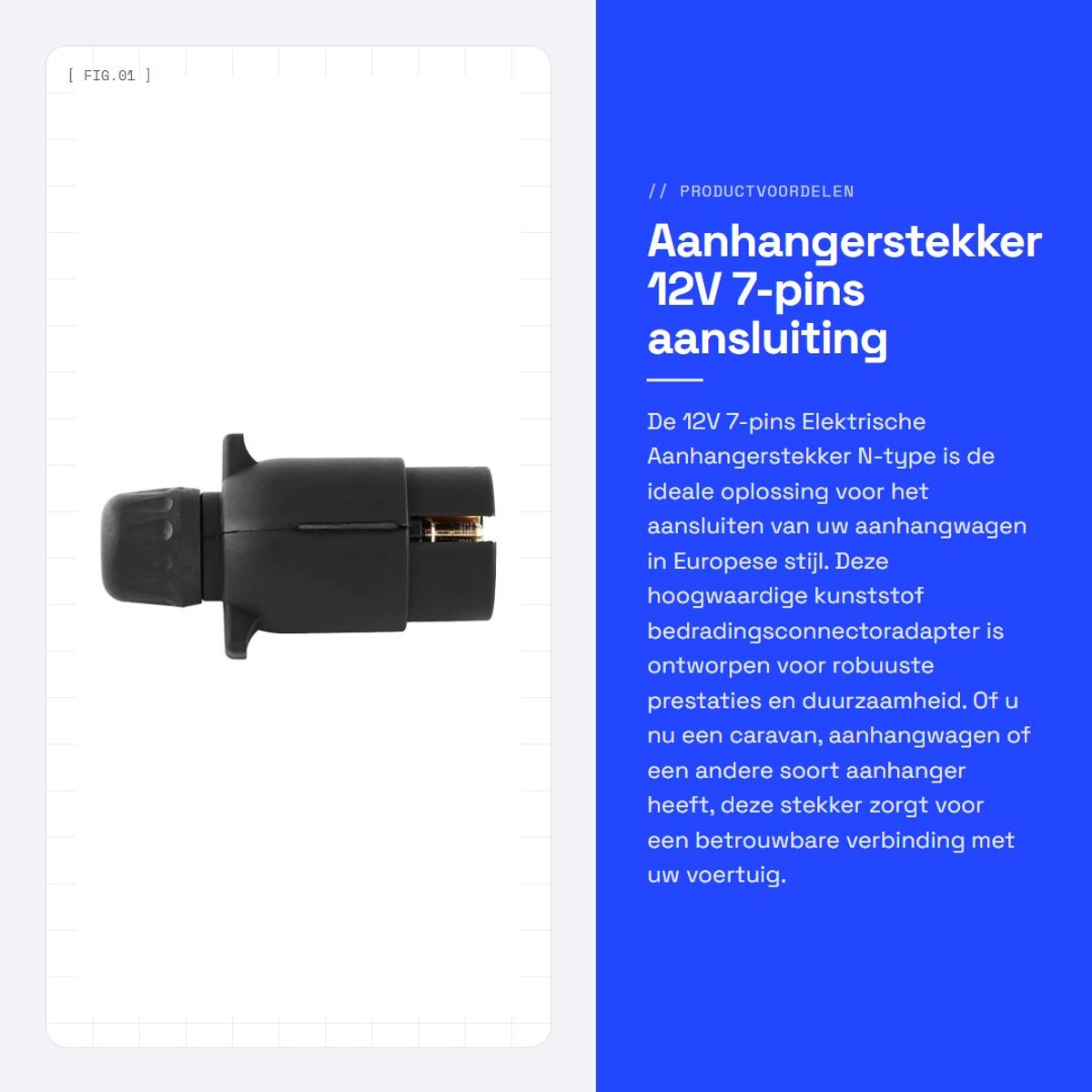 Dailygoods - Aanhangerstekker - 12V 7-pins aansluiting - Kunststof materiaal - Voor Europese aanhangwagens - Betrouwbaar en duurzaam - Eenvoudige inst...