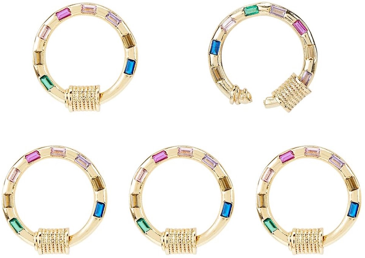Dailygoods - Set van 5 Echte 18K Vergulde Karabijnhaak Slots