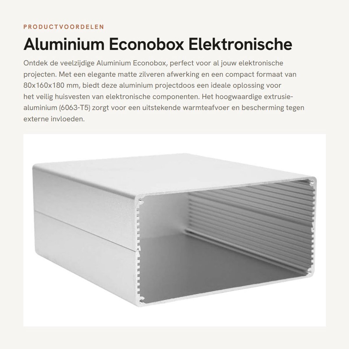 Dailygoods - Aluminium Econobox - Elektronische Projectdoos - Split Type - Mat Zilver - DIY Aluminium Box - Geschikt voor Elektronica - 80x160x180mm