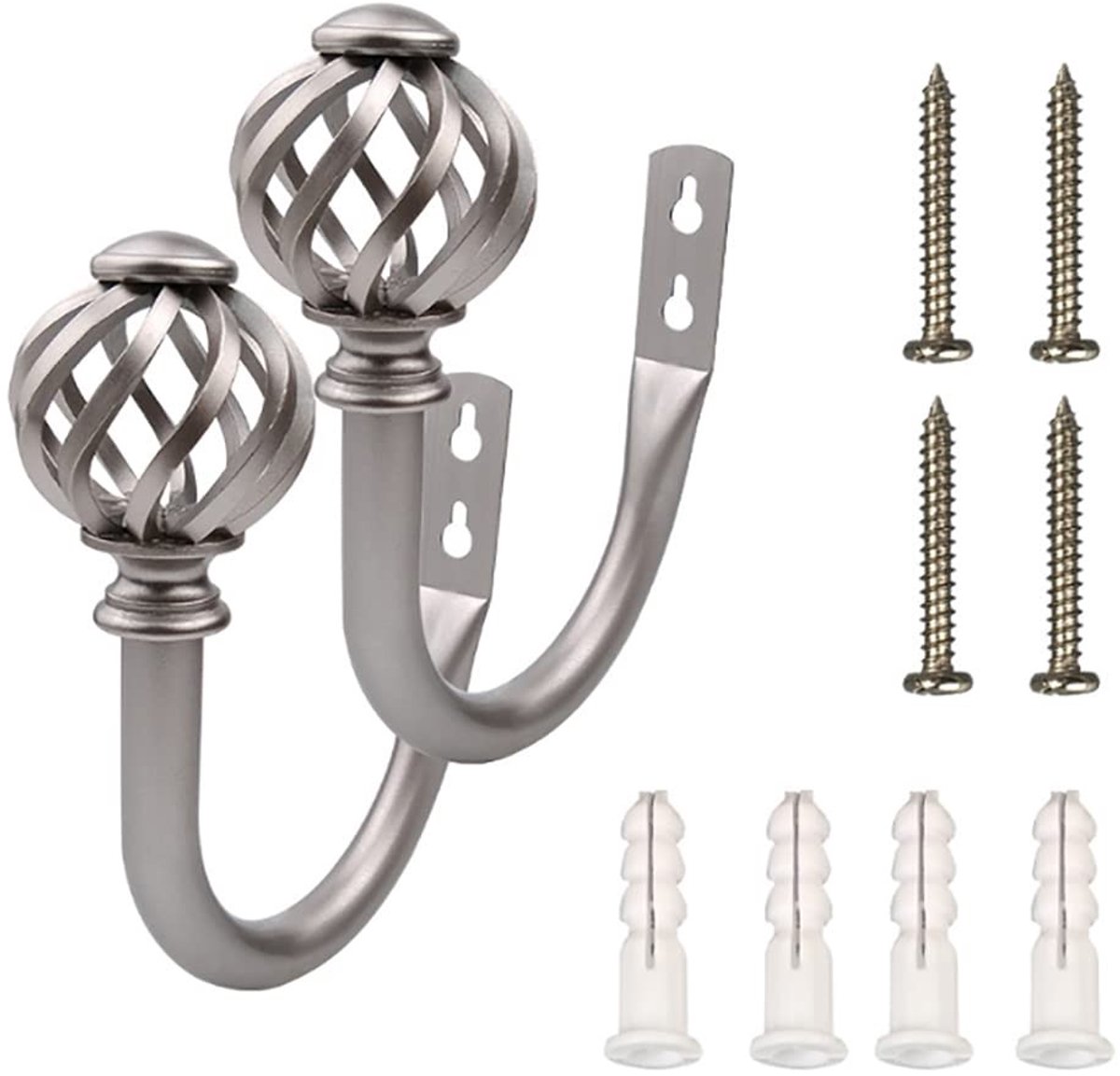 Dailygoods - Gordijnhouders - Stropdassen - Luxe design - Zilver - Haken voor gordijnen - Metalen wandmontage - Vintage uitstraling