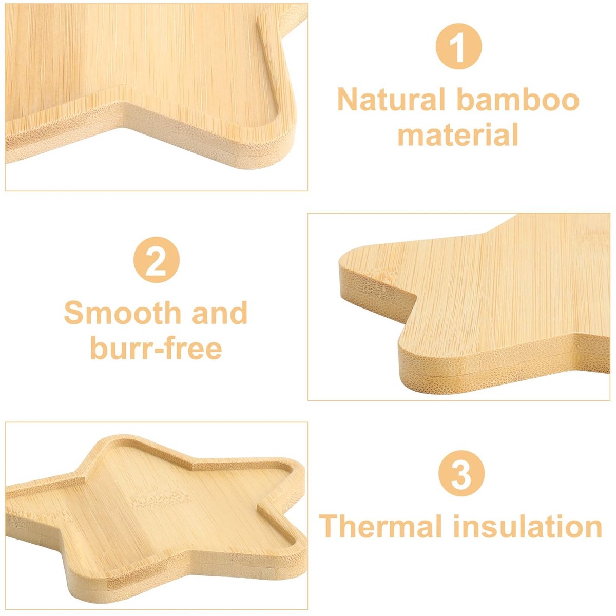 Dailygoods- Onderzetters Set van 4 Stuks - Bamboe Onderzetters - Vijfhoekige Houten Onderzetters - Zilveren Lepel - Natuurlijke Thee-accessoires - Onderzetter