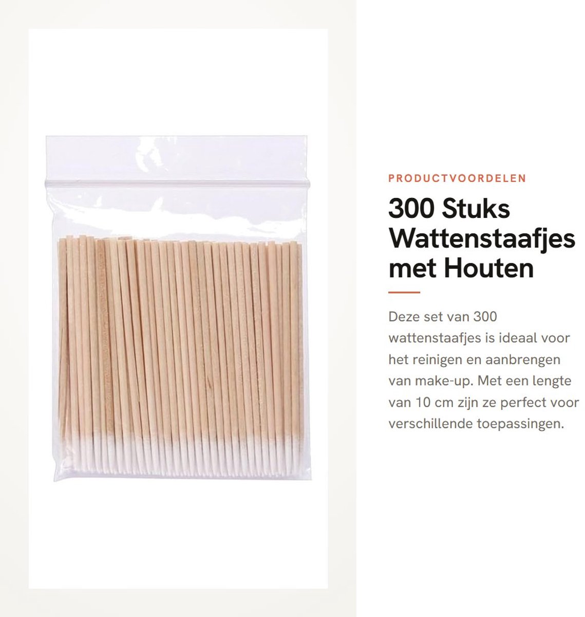 Dailygoods- Wattenstaafjes 300 stuks - Houten Stokjes - Micro-applicatorborstels - Reinigingsstaafjes - Wimperverlengingen - 10 cm Lang - Make-up Remover