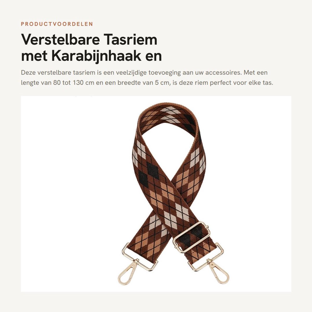 Dailygoods- Schouderriem Verstelbaar 80-130 cm - Tassenriem - Schouderband voor Tas - Doe-het-zelf Accessoires - Robuuste Hardware - Duurzaam Nylon - Tasriem