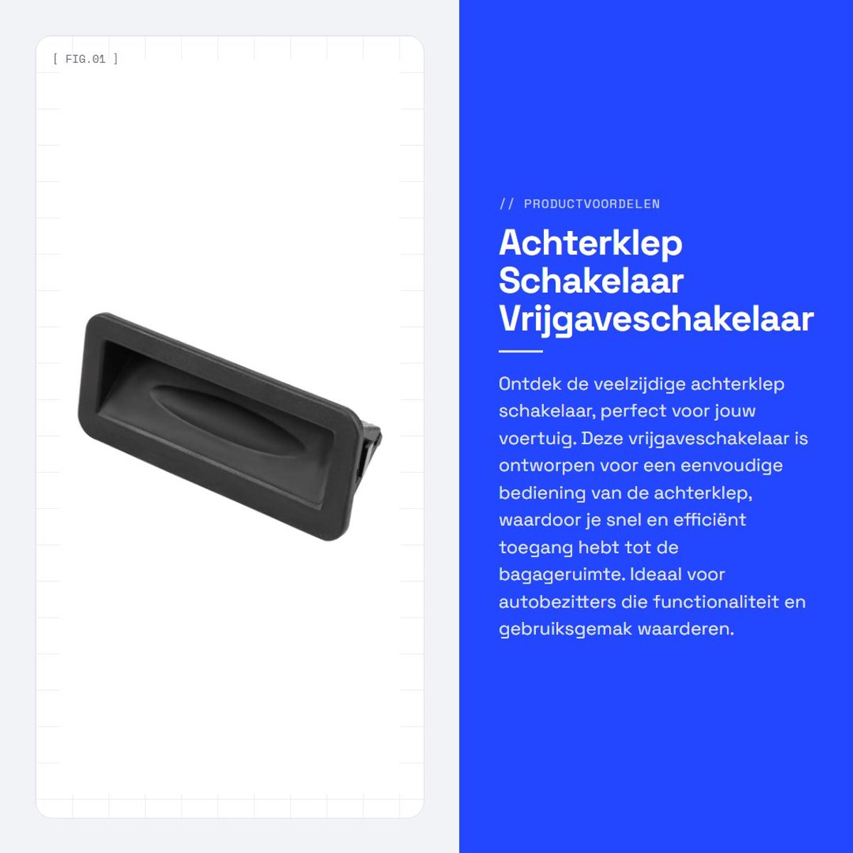 Dailygoods - Achterklep Schakelaar - Vrijgaveschakelaar - Zwart - Auto Accessoire - Betrouwbare werking - Geschikt voor verschillende modellen