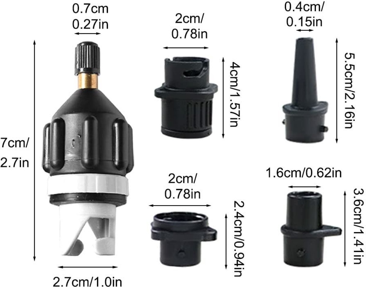 Dailygoods - Ventieladapter voor Opblaasboten met 4 Mondstukken