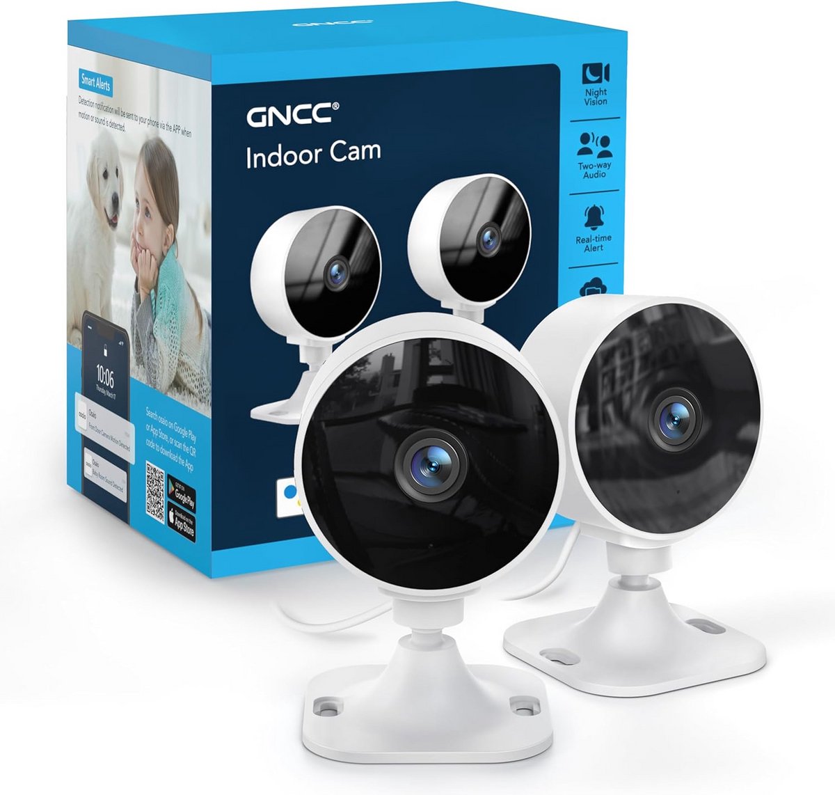 Binnencamera Nachtzicht - Wifi Camera - Huis Bewaken - Bewegingsdetectie Geluid - 1080p HD - Wit