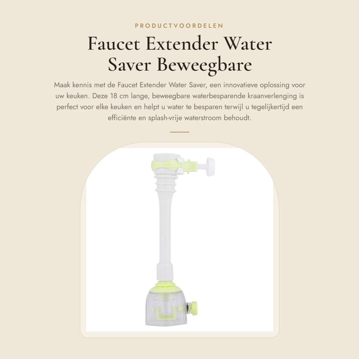 Dailygoods- Kraanverlengstuk 18cm - Flexibele/roterende Beugel - Spatwaterdicht - Waterbesparend - Hoogwaardig ABS Materiaal - Eenvoudig te Reinigen - Kraanaccessoire