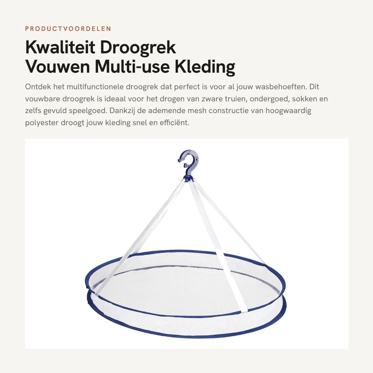 Dailygoods- Droogrek Opvouwbaar - Hangend Droogrek - Multi-use Droger - Sneldrogend Mesh Net - Ruimtebesparend - Ideaal voor Kleding - Wasdroger
