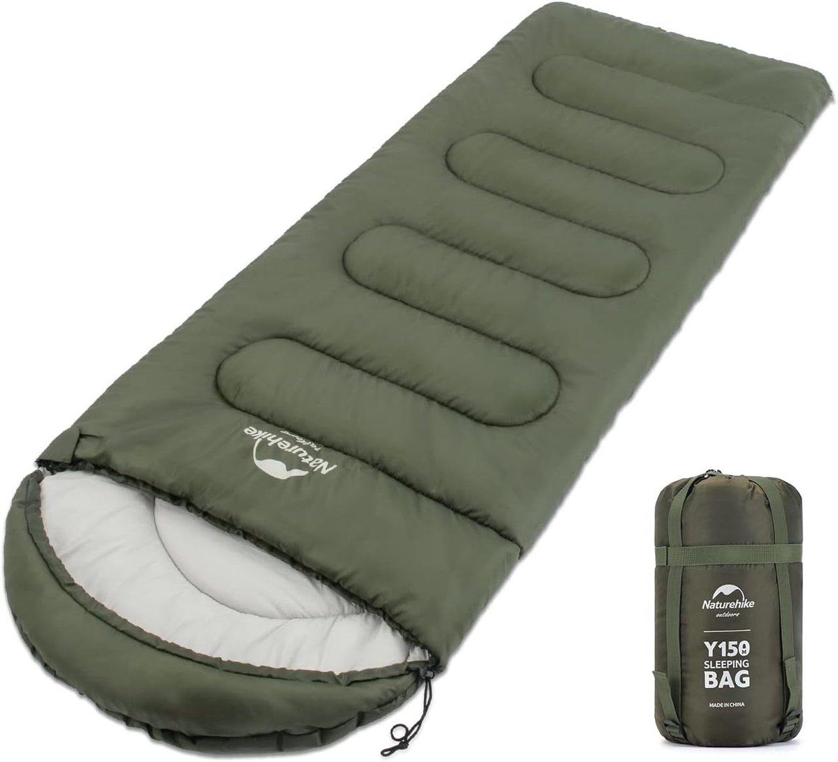 Kinder Slaapzak - Kampeerzak - Buiten Kamperen - 3 Seizoenen Gebruik - 210 x 75 cm - Legergroen