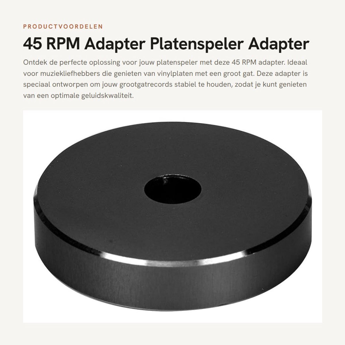 Dailygoods - 45 RPM Adapter - Platenspeler Adapter - Duurzaam en veilig - Zwart - Groot Gat Conversieblad - Voor Big Hole Records - Klem Adapter