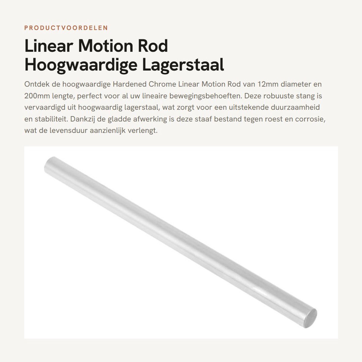 Dailygoods- Lineaire As 200 mm - 12 mm Diameter - Lagerstaal - Hoge Precisie - Schokbestendig - Duurzaam - Weerstand tegen Roest - Lineaire Rail