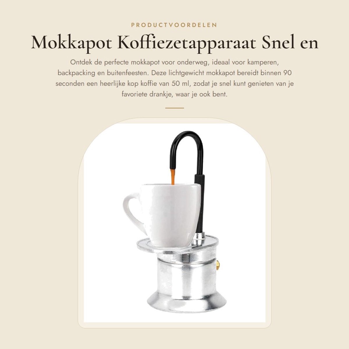 Dailygoods- Mokkapot Aluminium - Koffiezetapparaat 1 Kop 50 Ml - Lichtgewicht - Draagbaar - Geschikt voor Kookplaat - Snel Koffiezetten in 90 Seconden