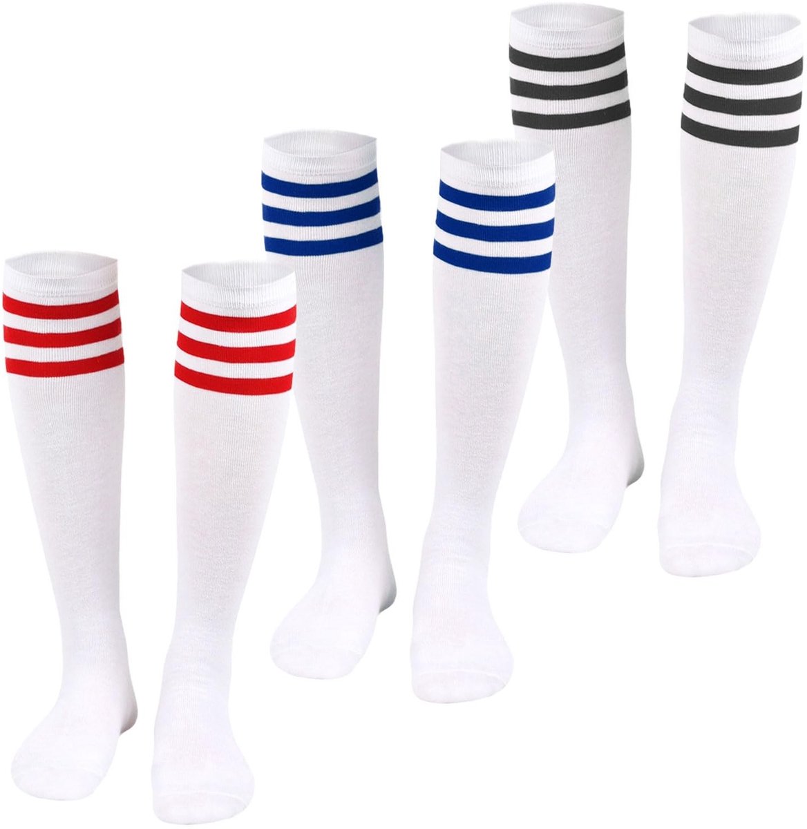 Dailygoods- Hoge Sokken 3 Paar - Gestreepte Katoenen Sokken - Ondoorzichtige Kousen - Lange Kousen - Dames Sokken - Maat 36-40