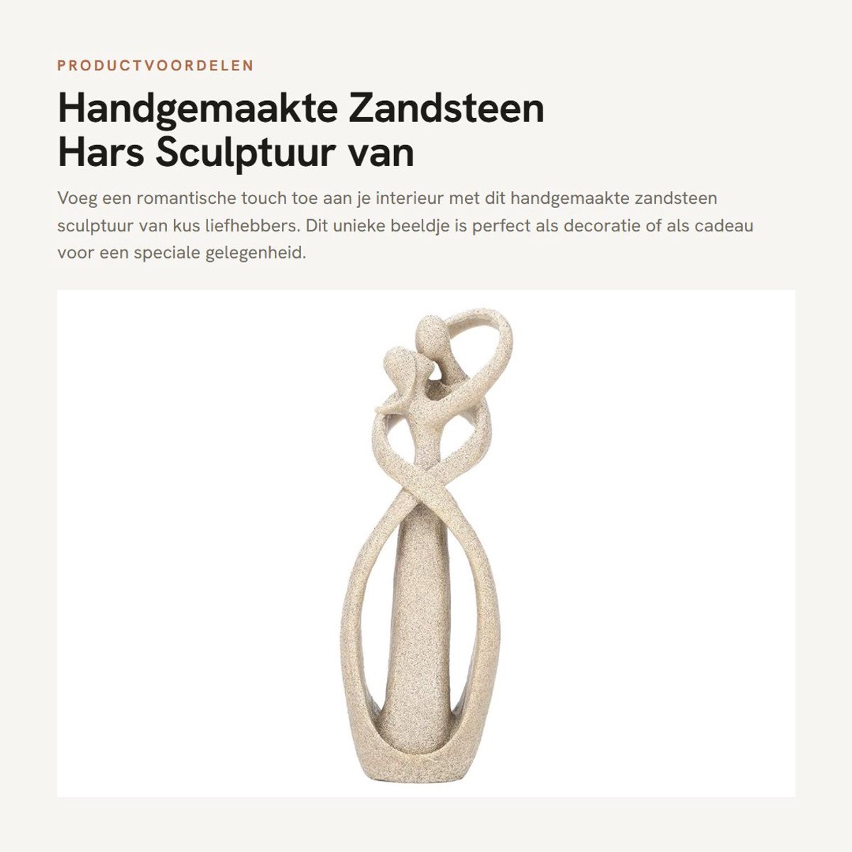 Dailygoods- Standbeeld Handgemaakt - Sculptuur - Beeldjes Decoratie - Beelden Voor Binnen - Beeldjes Liefde - Steengoed 21,5 x 7 x 4,5 cm - Beeldje