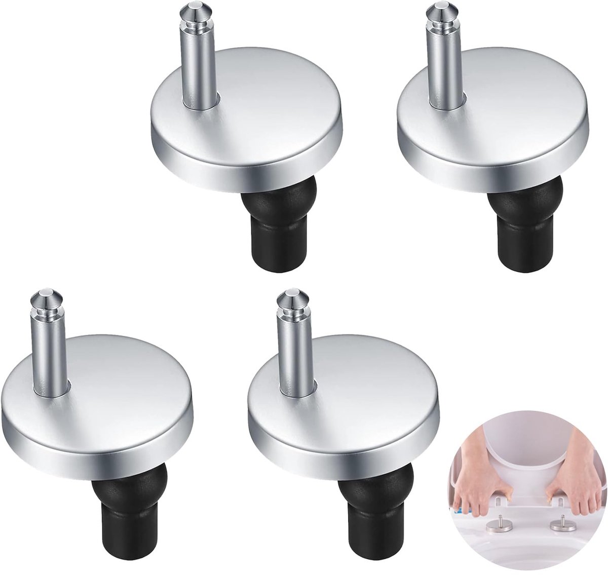 Dailygoods- WC-Bril Bevestigingen 4-Pack - Snelontgrendelingsmechanisme - Universele Bevestigingen - Roestvrij Stalen Fittingen - Hygiënische Badkamerervaring - Duurzaam en Betrouwbaar - Toiletzitting
