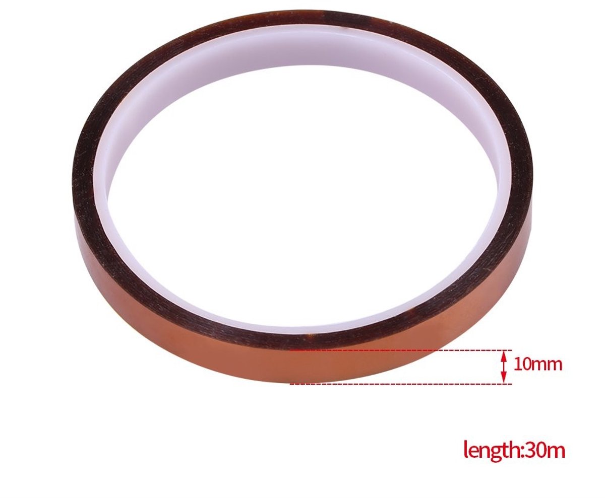 Dailygoods - Hittebestendige Isolatietape - Zelfklevend - 10 mm x 30 m - Perfect voor Elektronica - Geschikt voor printplaten