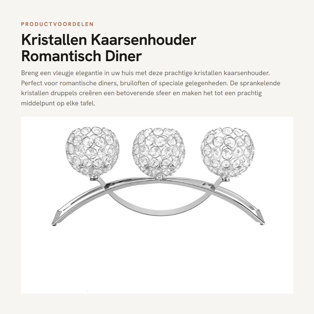 Dailygoods- Kaarsenhouder Kristal - 3 Armen - Vintage Kandelaar - Romantisch Diner - Bruiloft Centerpiece - Tijdloos Design - Candelabra