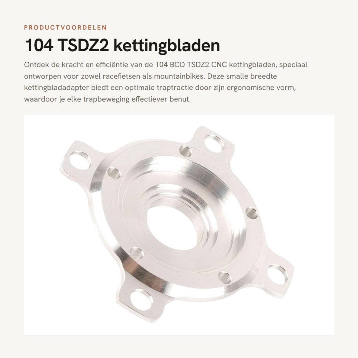 Dailygoods - 104 TSDZ2 kettingbladen - Fietskettingbladadapter - Lichtgewicht Aluminium - Zilver - Geschikt voor racefiets en mountainbike - B...