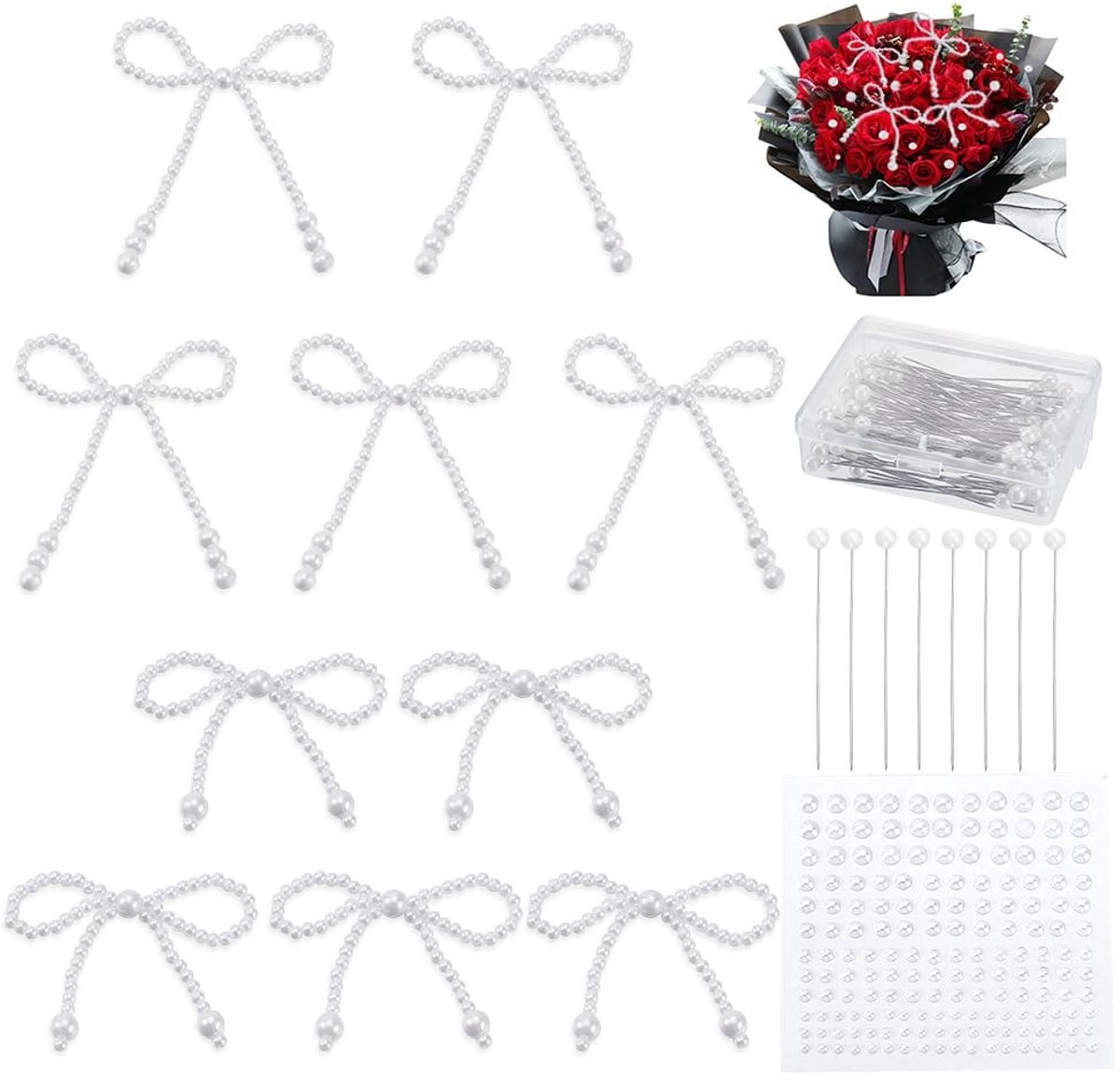 Dailygoods- Decoratie 115 Stuks - Imitatie Parel Boog Decoraties - Cupcake Toppers - Bruiloft Decoratie - Verjaardag Decoratie - Kwaliteitsmateriaal - Taartdecoratie