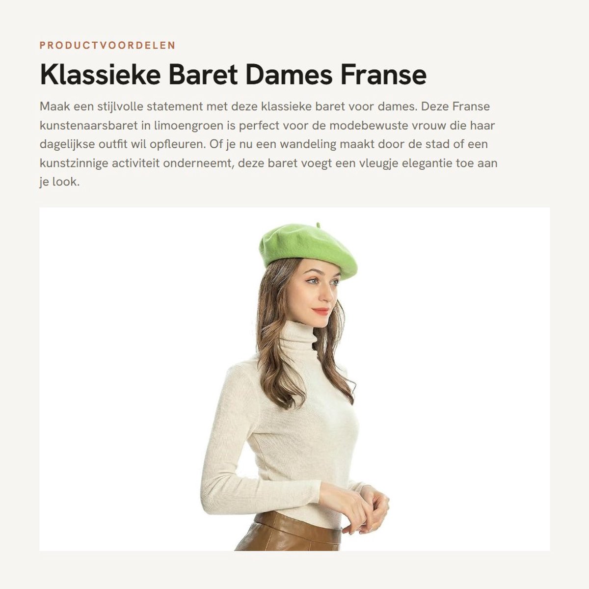Dailygoods- Baret Klassieke Franse stijl - Wol - Eén maat - Accessoire - Winter - Zachte stof - Hoed