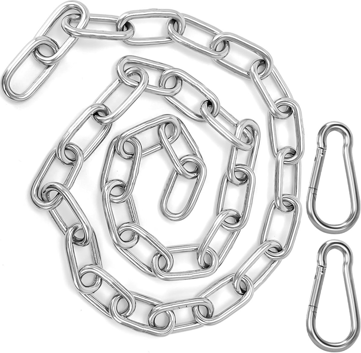 Huisstoel Ketting - Hangmat Accessoire - Veilig Ophangen - Roestvrij Staal - 100 cm - Zilver