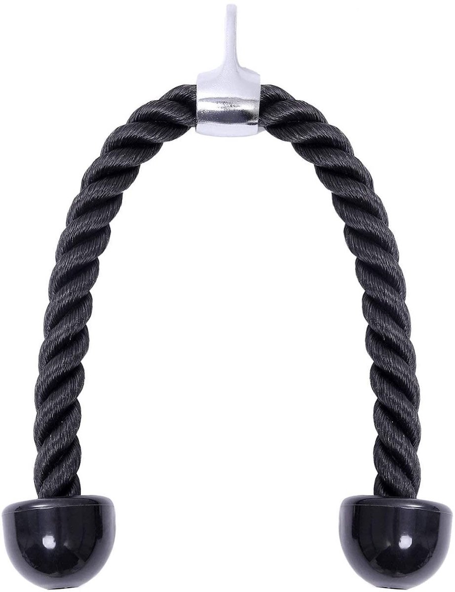 Dailygoods- Tricepskoord 70 cm - Nylon Kabel - Rubberen Handgreep - Schouder/Borst/Buiktraining - Maximaal Draagvermogen 150 kg - Flexibele Grip - Fitnesskoord